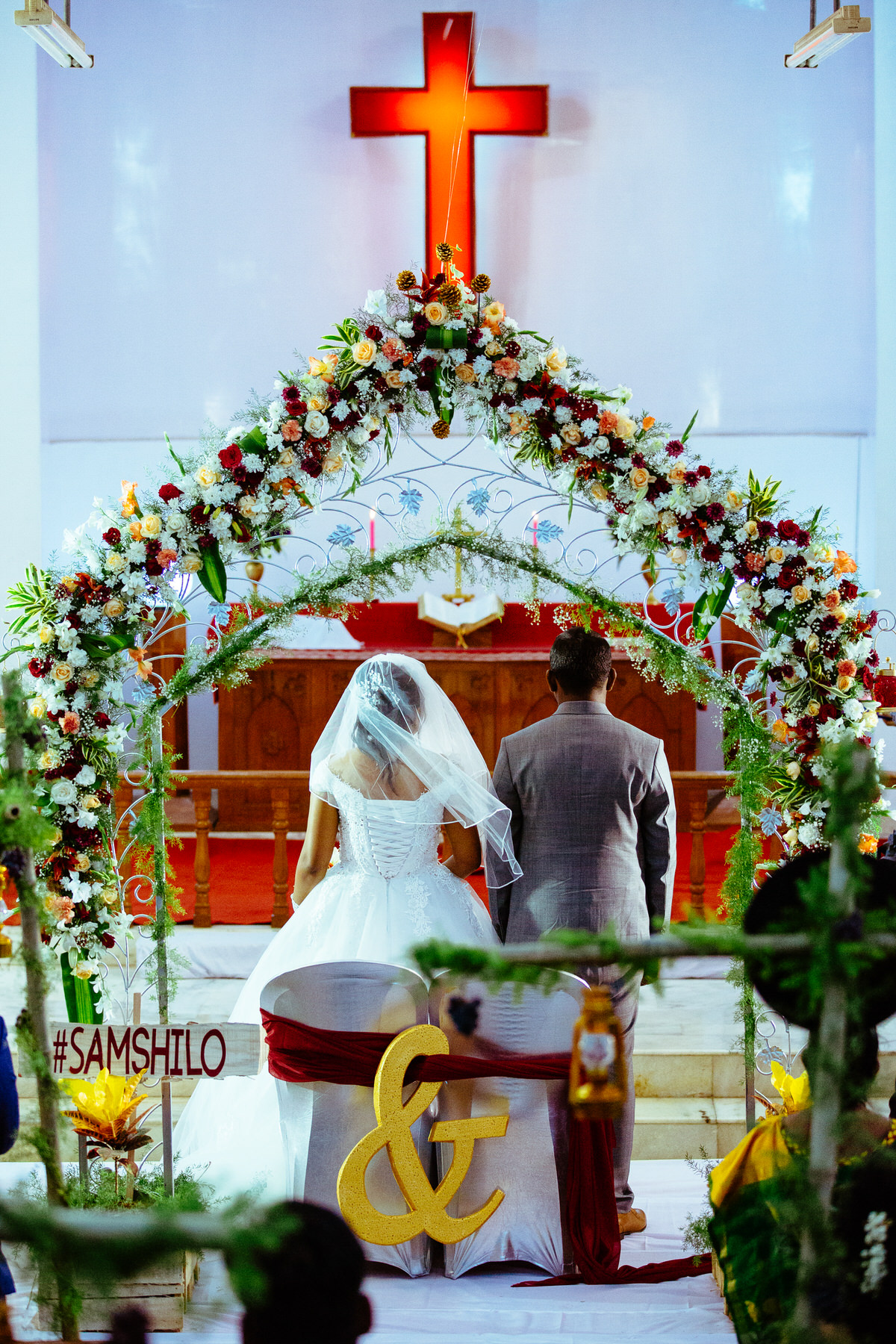 Bride and groom in church