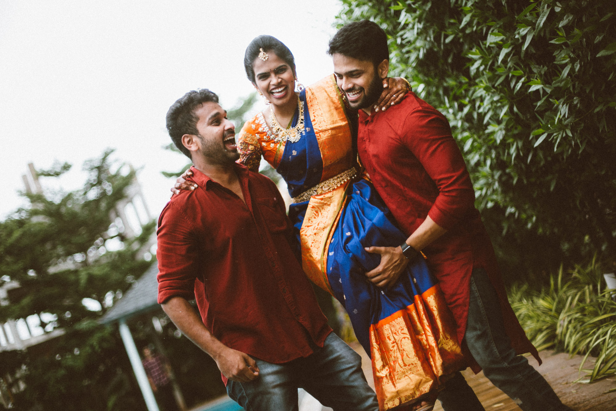 bride and her brother having fun at haldi ceremony